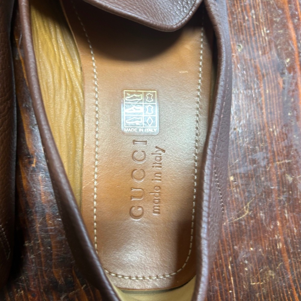 Gucci mens brown loafers slippers size 7 genuine leather - Picture 10 of 10